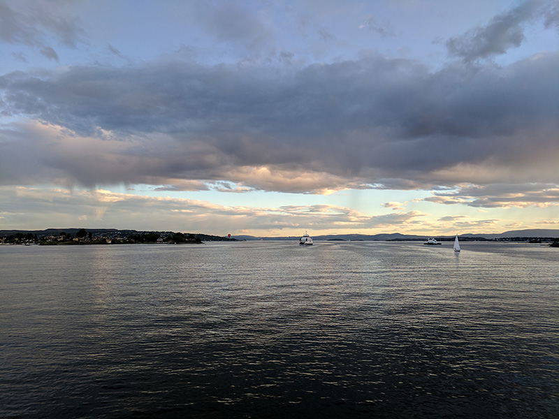 Sundown over the Oslo fjord.